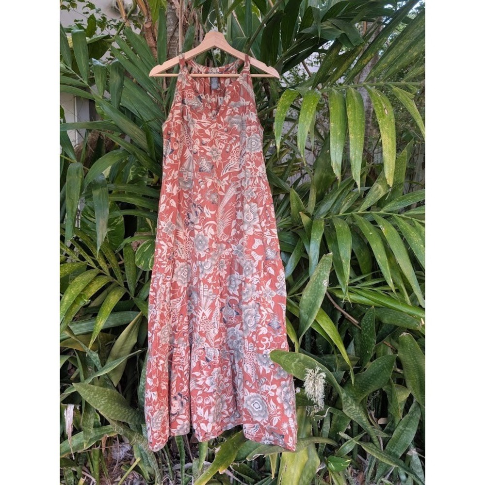 Chelsea and Theodore maxi dress S 100% Cotton resort wear white lotus boho